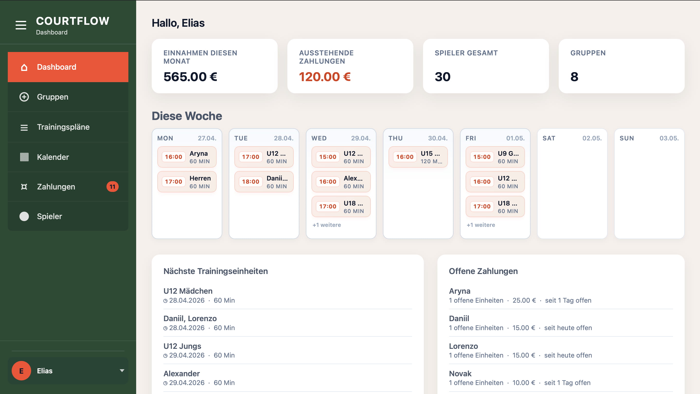 CourtFlow Dashboard